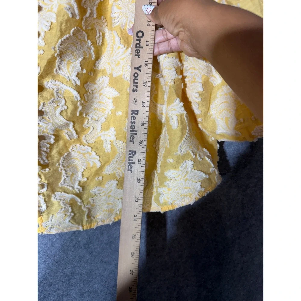 Anthropologie Yellow Puff-Sleeve Square-Neck Blouse